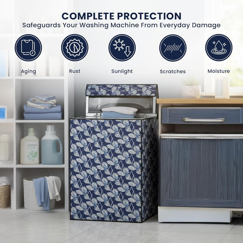Waterproof Top Load Fully Automatic Printed Washing Machine Cover for 8 Kg, 8.5 Kg, 9 Kg, 9.5 Kg (63 x 63 x 93 cms)