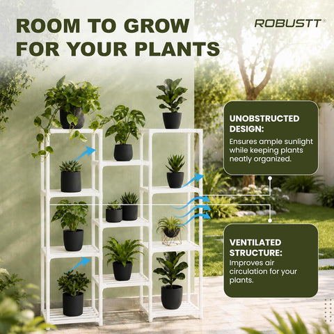Robustt Heavy duty 11 Tier Metal Plant Stand with Powder-Coated Iron
