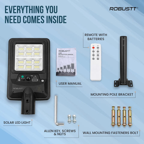 Solar LED Light for Outdoor Use | 130W & 2400 Lumens | IPX5 Water Resistant | PIR Motion Sensor & Remote Control | Solar + USB Type-C Charging