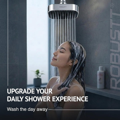4 Inch Single Flow Overhead Shower Head for Bathroom With 7.8” Shower arm | 360° Rotatable Neck | Anti-Rust Chrome Finish ABS Body | Anti-Clog Easy Clean Silicone Nozzles bath shower