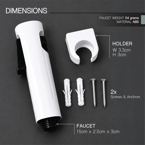 Health Faucet for Toilet ABS Jet Spray Gun (White) with Wall Holder | One-Press Water Control, Anti-Rust Body, Leak-Proof | For Bathroom, Cleaning, Pet Bathing & Care