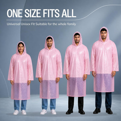 Robustt Disposable Rain Card for Unisex | Pocket Raincoat for Travel | Waterproof Disposable Raincoat with Hood | Universal Fit Knee Length Raincoat for Men & Women | Pack of 10