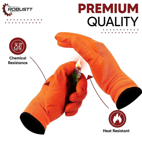Robustt Nylon Nitrile Half Coated (Back Also) Industrial Safety Hand Gloves Anti-Cut, Cut Resistant, Heat Resistant, Industrial Use, for Finger and Hand Protection