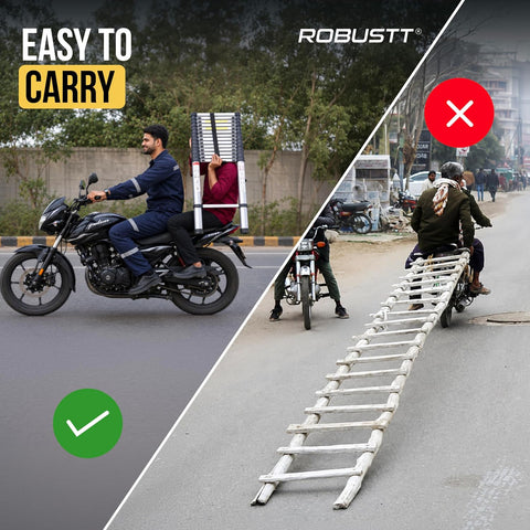 Telescopic Folding Ladder | 150 kg Load Capacity | Portable Ladder for Home, Construction and Outdoor Use | 2 Years Warranty