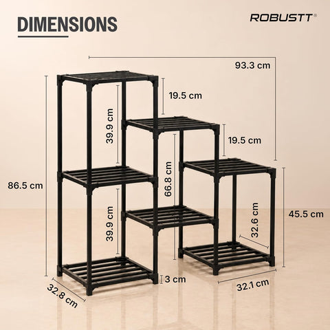 Robustt Heavy-Duty 7 Tier Metal Plant Stand dimensions