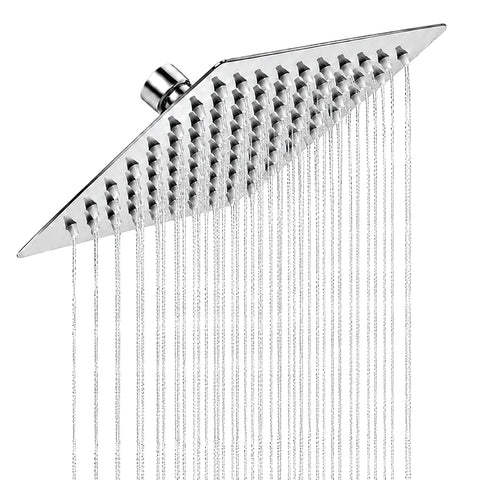 High Pressure Shower Head for Bathroom Overhead with 64 Anti Clog Silicone Nozzles | 6x6in Square Bathroom Shower Head, 360° Swivel, Easy Clean, Rust Resistant Chrome Finish