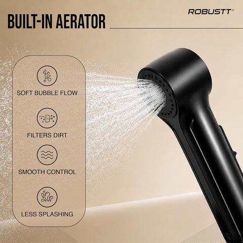 Hand Faucet for Toilet with Magnetic Holder | 2 Flow Modes | Health Faucet Gun Only with One-Touch Button, Built-In Aerator & Anti-Rust ABS | Jet Spray for Toilet Cleaning, Pet & Hair Washing