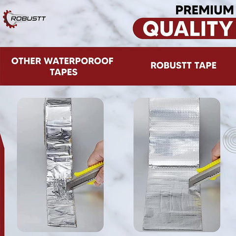 Robustt Waterproof Aluminium Foil Rubber Tape (5cm x 5mts) Strong Butyl Rubber Tape For all Repair and Leakage Solutions (Grey Color)