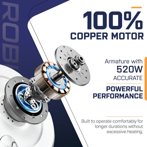Air Blower Machine | 525W Heavy Duty I 16000 RPM I 1.8 M Long Wire I 3.7 m³/M Air Flow I 100% Copper Motor I Ideal for Cleaning, Home, Car, Leaf Blower and PC I 1 Year Warranty