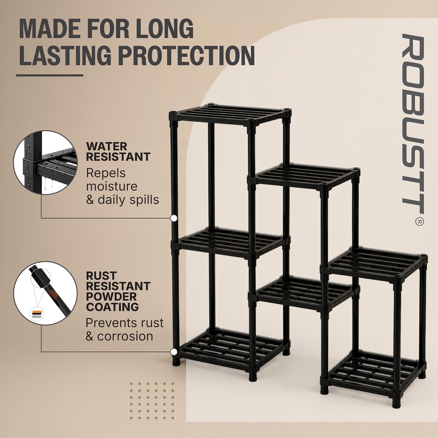 Robustt Heavy-Duty 7 Tier Metal Plant Stand Water reistant & rust resistant features