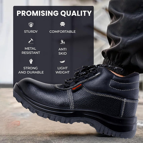 Robustt Double Density High Ankle Safety Shoes with Steel Toe