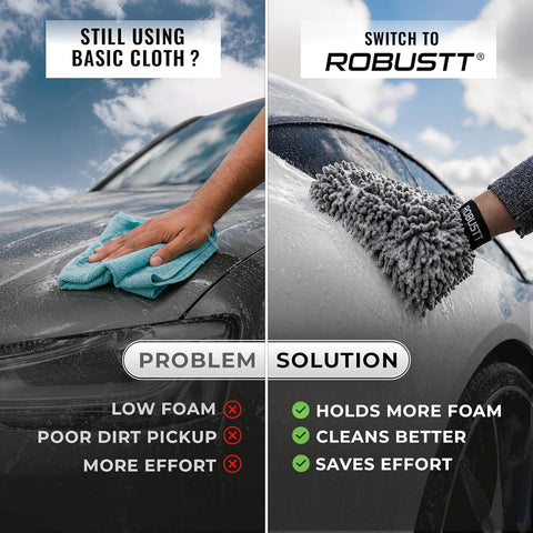 Scratch-Free Microfiber Wash Mitt Glove grey color