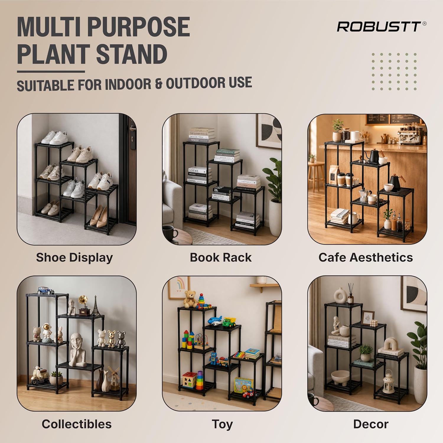 Robustt multi purpose metal plant stand suitable for indoor outdoor use