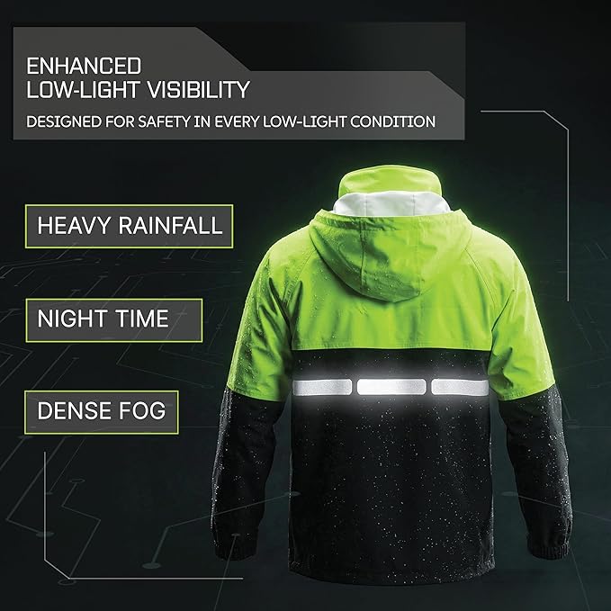 Pongee Rain Suit for Men and Women with reflective strips for night time visibility