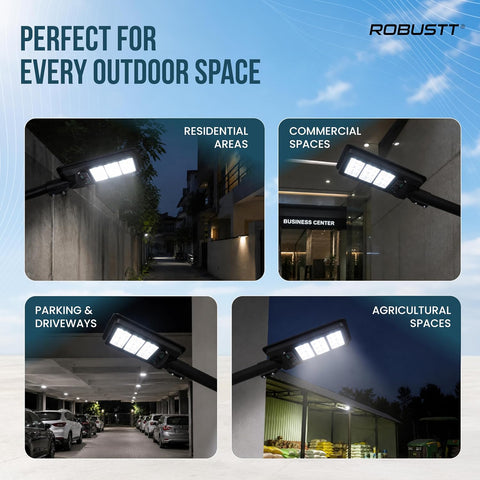 Solar LED Light for Outdoor Use | PIR Motion Sensor & Remote Control | Solar + USB Type-C Charging | 200W & 3000 Lumens