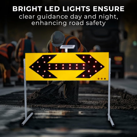 Robustt Solar Powered Traffic Road Street Route Indicator Guideboard Cross Light Direction Sign | IP65 Advanced Waterproof | High-Visibility LED with Easy Touch Control for Enhanced Road Safety