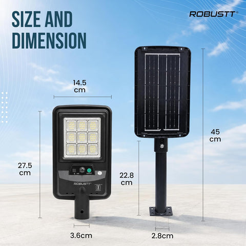 Solar LED Light for Outdoor Use | 60W | 1200 Lumens | IPX5 Water Resistant | PIR Motion Sensor & Remote Control | Cool White Street Light