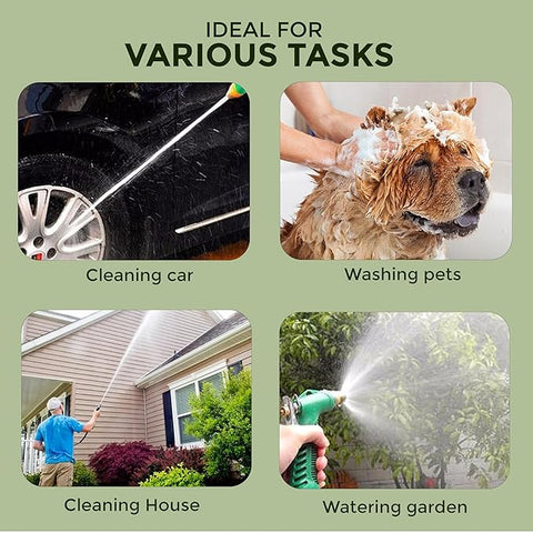 ROOTS & LEAF High-Pressure Garden Water Spray Gun – 3 Adjustable Spray Patterns | Hands-Free Operation, Durable Brass Nozzle for Car Washing, Plant Watering, and Pet Cleaning