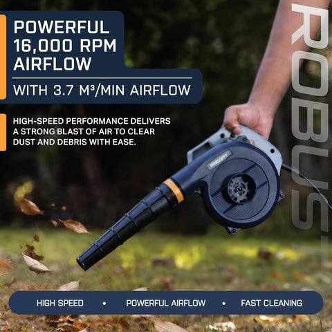 Air Blower Machine 620W I 16000 RPM I 5-Variable Speed I 3.5M Long Wire I 3.7 m³/M Air Flow I Copper Motor I Ideal for Cleaning, Home, Car, Leaf Blower and PC I 1 Year Warranty