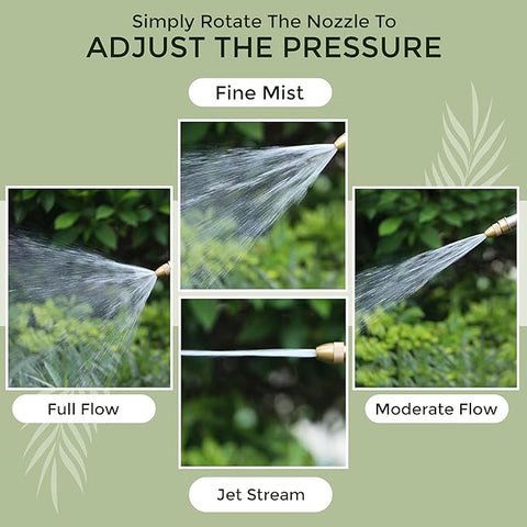ROOTS & LEAF High-Pressure Garden Water Spray Gun – 3 Adjustable Spray Patterns | Hands-Free Operation, Durable Brass Nozzle for Car Washing, Plant Watering, and Pet Cleaning