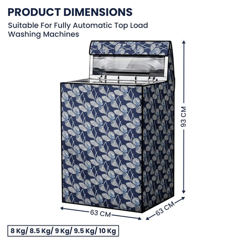Waterproof Top Load Fully Automatic Printed Washing Machine Cover for 8 Kg, 8.5 Kg, 9 Kg, 9.5 Kg (63 x 63 x 93 cms)