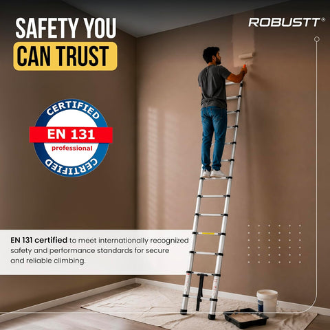 Telescopic Folding Ladder | 150 kg Load Capacity | Portable Ladder for Home, Construction and Outdoor Use | 2 Years Warranty