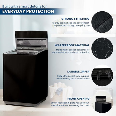 Robustt Waterproof Top Load Fully Automatic Washing Machine Cover for 6 kg, 6.5 kg, 7kg & 7.5 kg - 59 x 59 x 86 cms