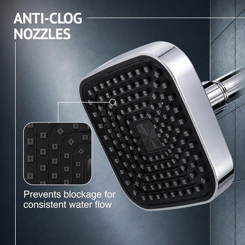 6 inch shower head with anti clog nozzles