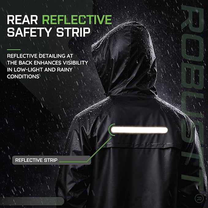 PVC Waterproof Rain Coat for Men & Women with reflective safety strip
