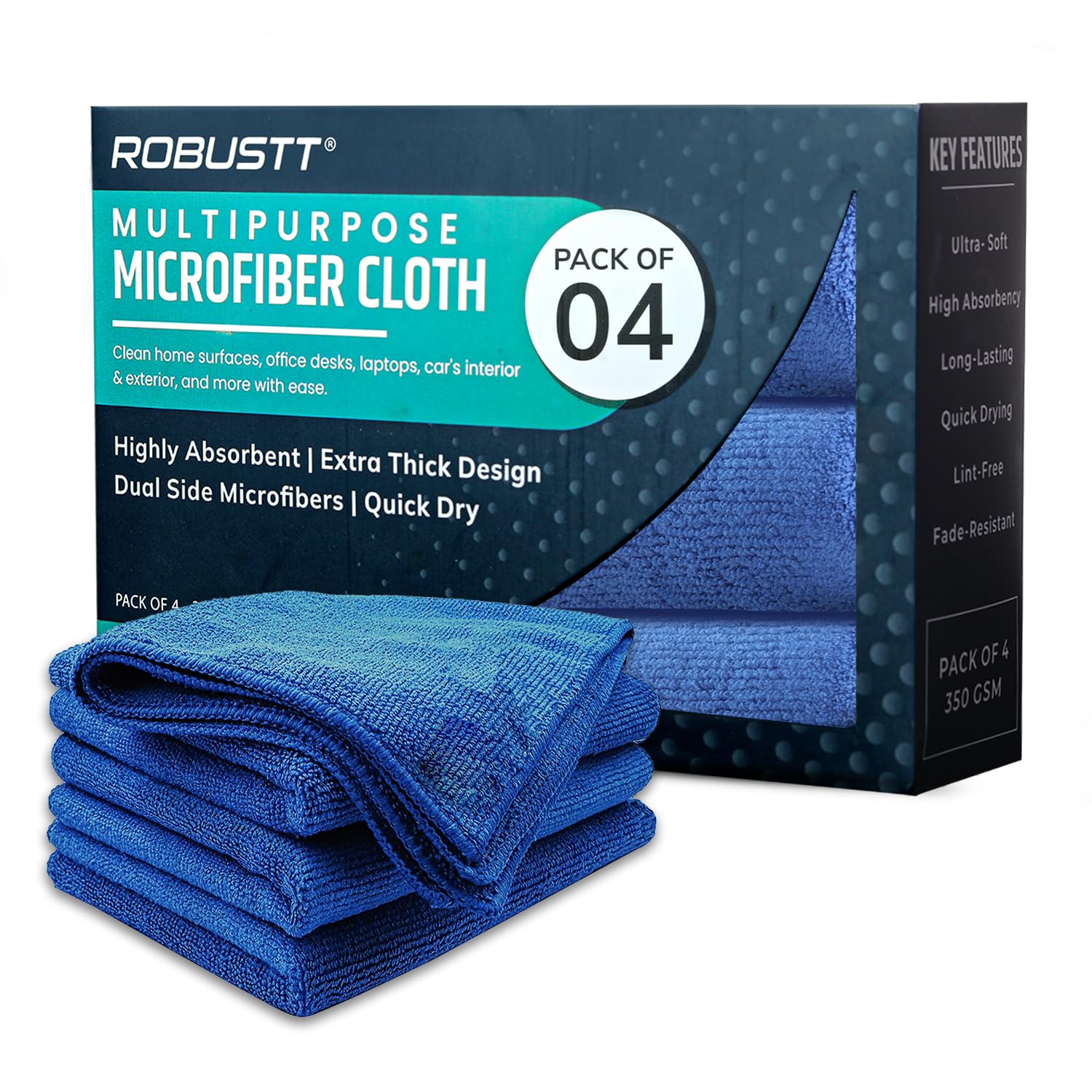Blue Microfiber Cloth pack of 4