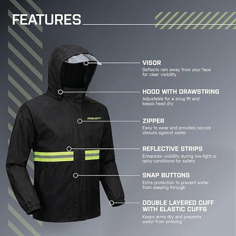 Features of Rain Jacket and Pants with Visor