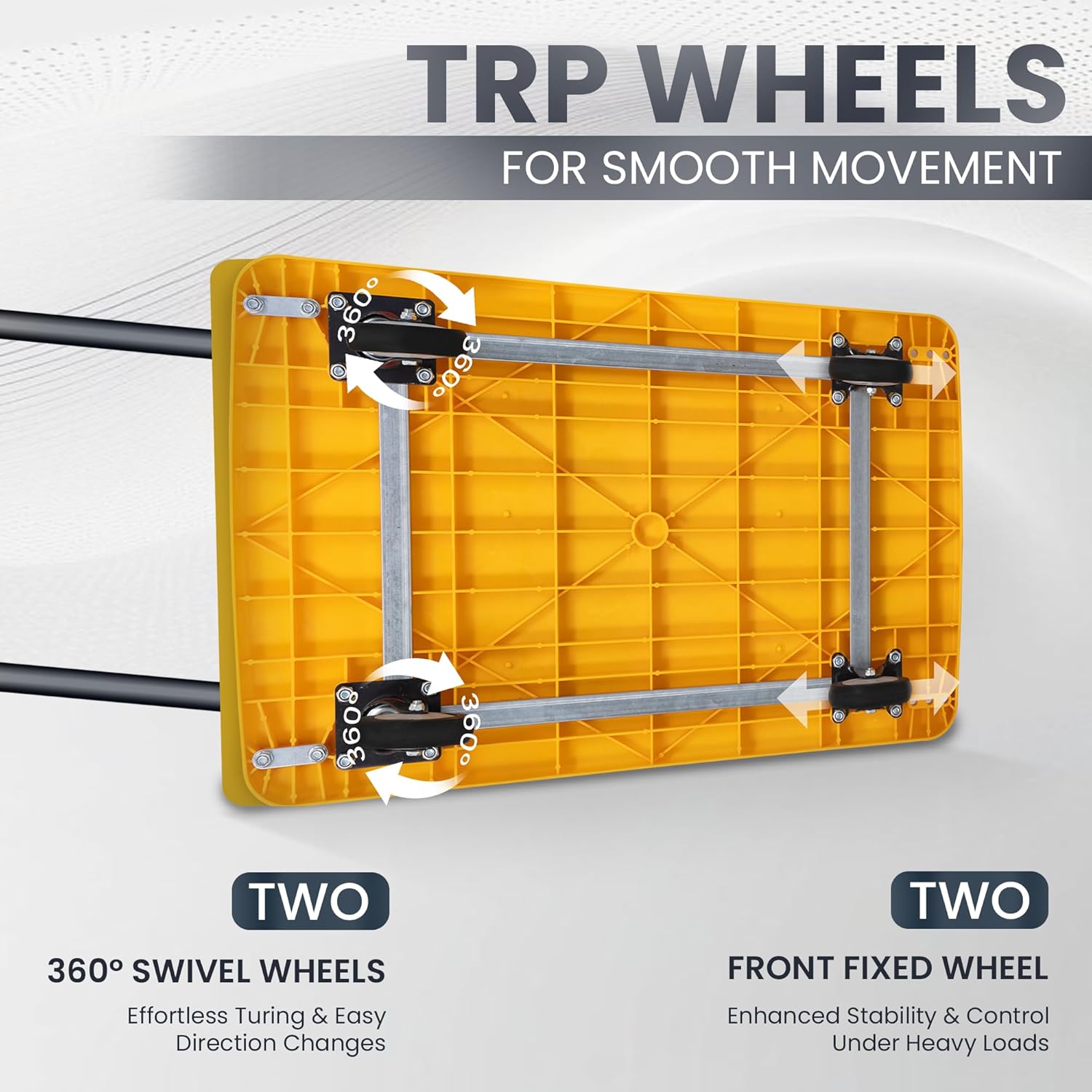Yellow Foldable Platform Trolley with TRP Wheels