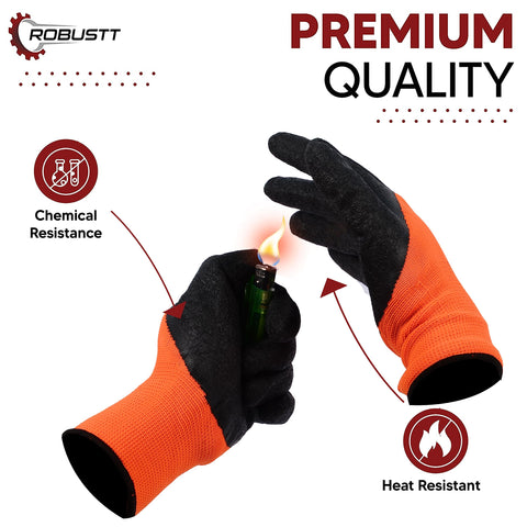 Robustt Nylon Nitrile Half Coated (Back Also) Industrial Safety Hand Gloves Anti-Cut, Cut Resistant, Heat Resistant, Industrial Use, for Finger and Hand Protection