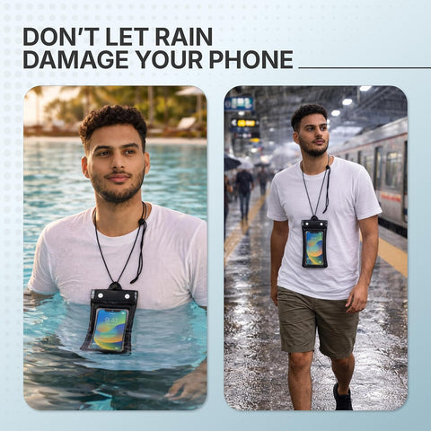 Waterproof Mobile Pouch with Neck Lanyard & touch screen compatible