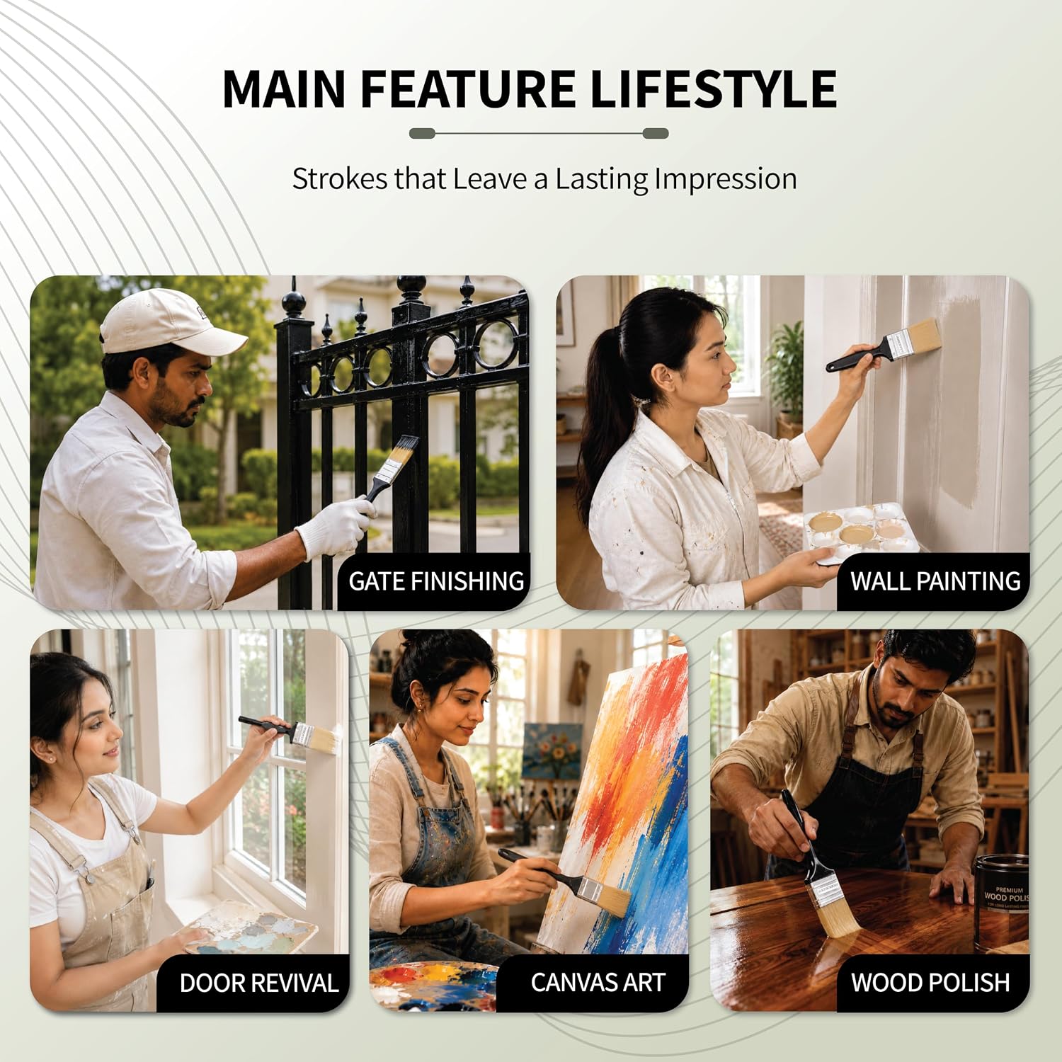 Robust 1 inch paint brush use at gate finishing, wll painting, door revival, canvas art, wood polish