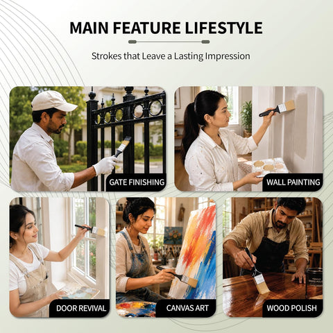 Robust 1 inch paint brush use at gate finishing, wll painting, door revival, canvas art, wood polish