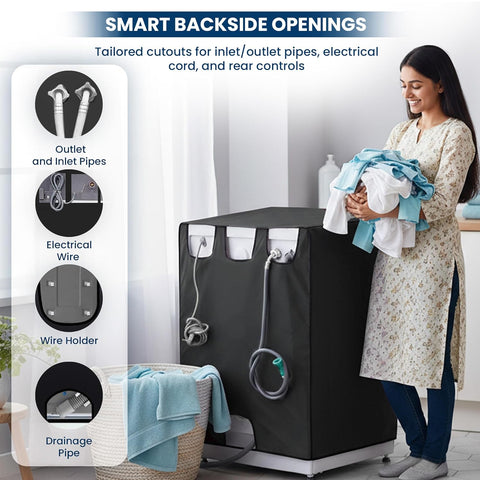 Robustt Waterproof Front Load Fully Automatic Washing Machine Cover for 6 kg, 6.5 kg, 7kg & 7.5 kg - 60 x 60 x 86 Cms