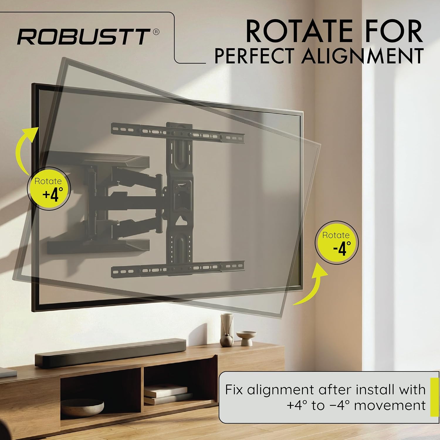 Movable TV Wall Mount with +4 degree & -4 degree movement