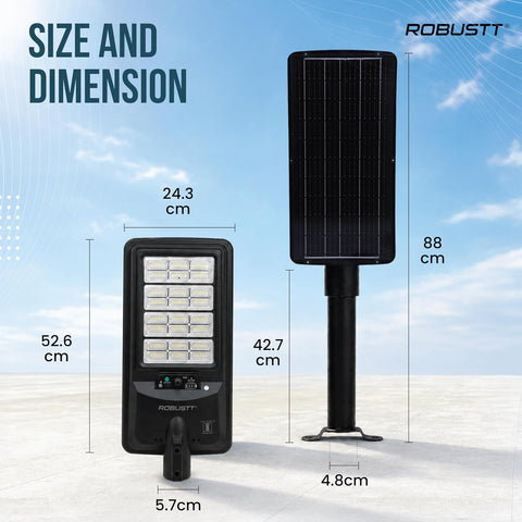Solar LED Light 300W for Outdoor Use | PIR Motion Sensor & Remote Control | 6000 Lumens | 6500K Cool White