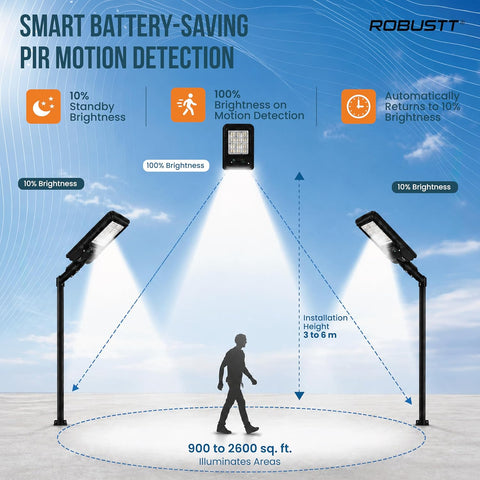 Solar LED Light 300W for Outdoor Use | PIR Motion Sensor & Remote Control | 6000 Lumens | 6500K Cool White