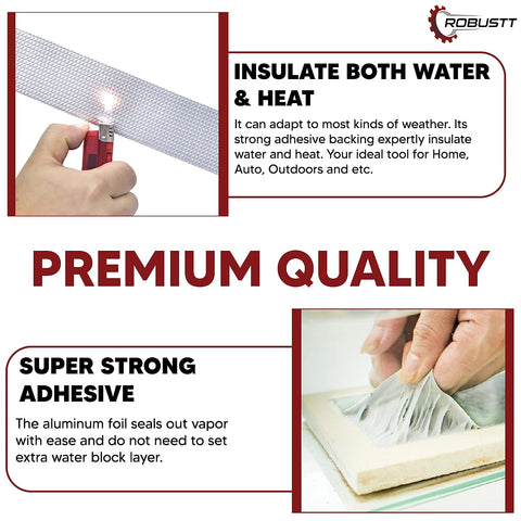 Robustt Waterproof Aluminium Foil Rubber Tape (5cm x 5mts) Strong Butyl Rubber Tape For all Repair and Leakage Solutions (Grey Color)
