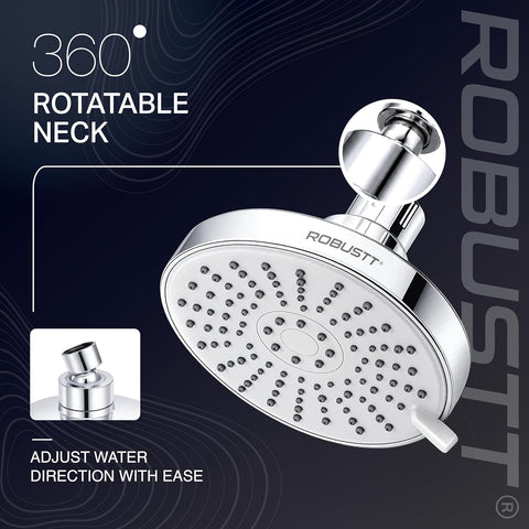 Robustt shower head with 360 rotatable neck feature