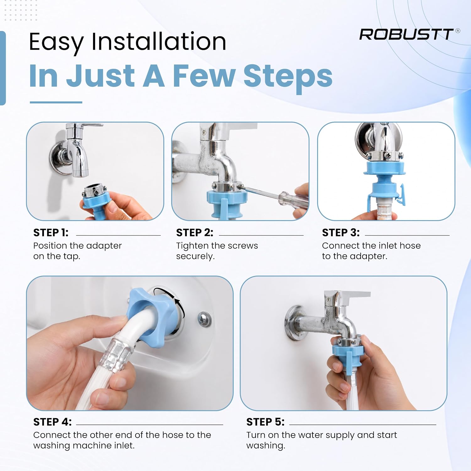 Robustt Washing Machine Inlet Pipe Easy to install pipe