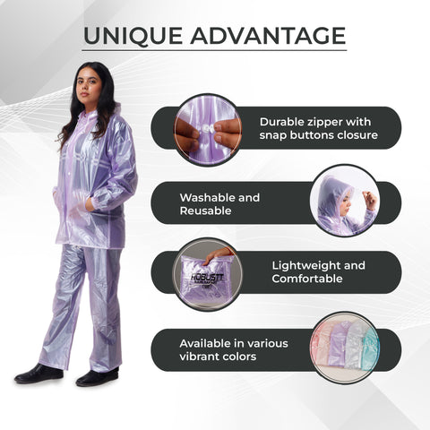 Robustt Unisex Waterproof Rain Suit Purple