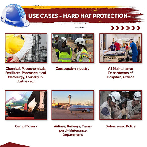 Robustt X Shree JEE Safety Helmet Executive Ratchet Type Adjustment, Protection for Outdoor Work Head Safety Hat with Sweat Band, Red