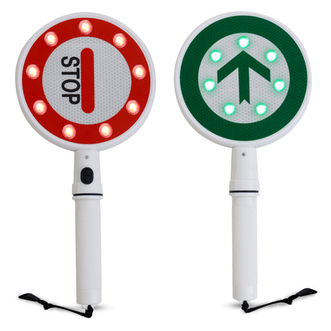 Robustt Dual-Sided STOP/GO Handheld Sign | High Visibility LED