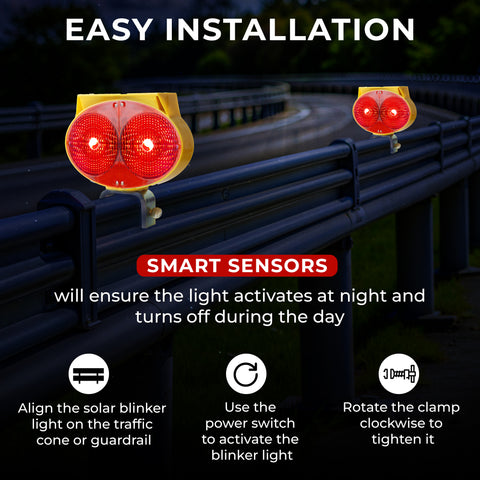 Robustt Owl Eye Automatic Sensor Solar Blinker Flash Warning Light - Red