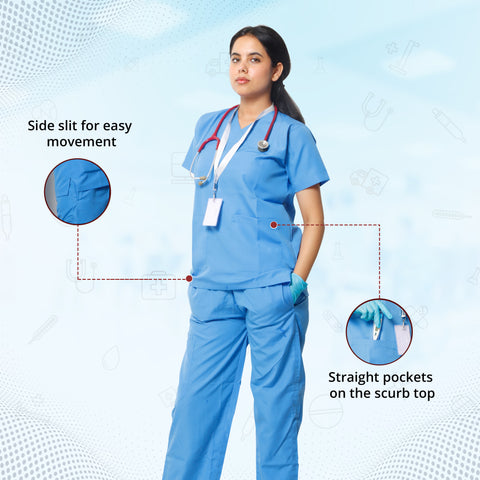 Robustt Classic Scrub Suit Sky Blue Set for Women