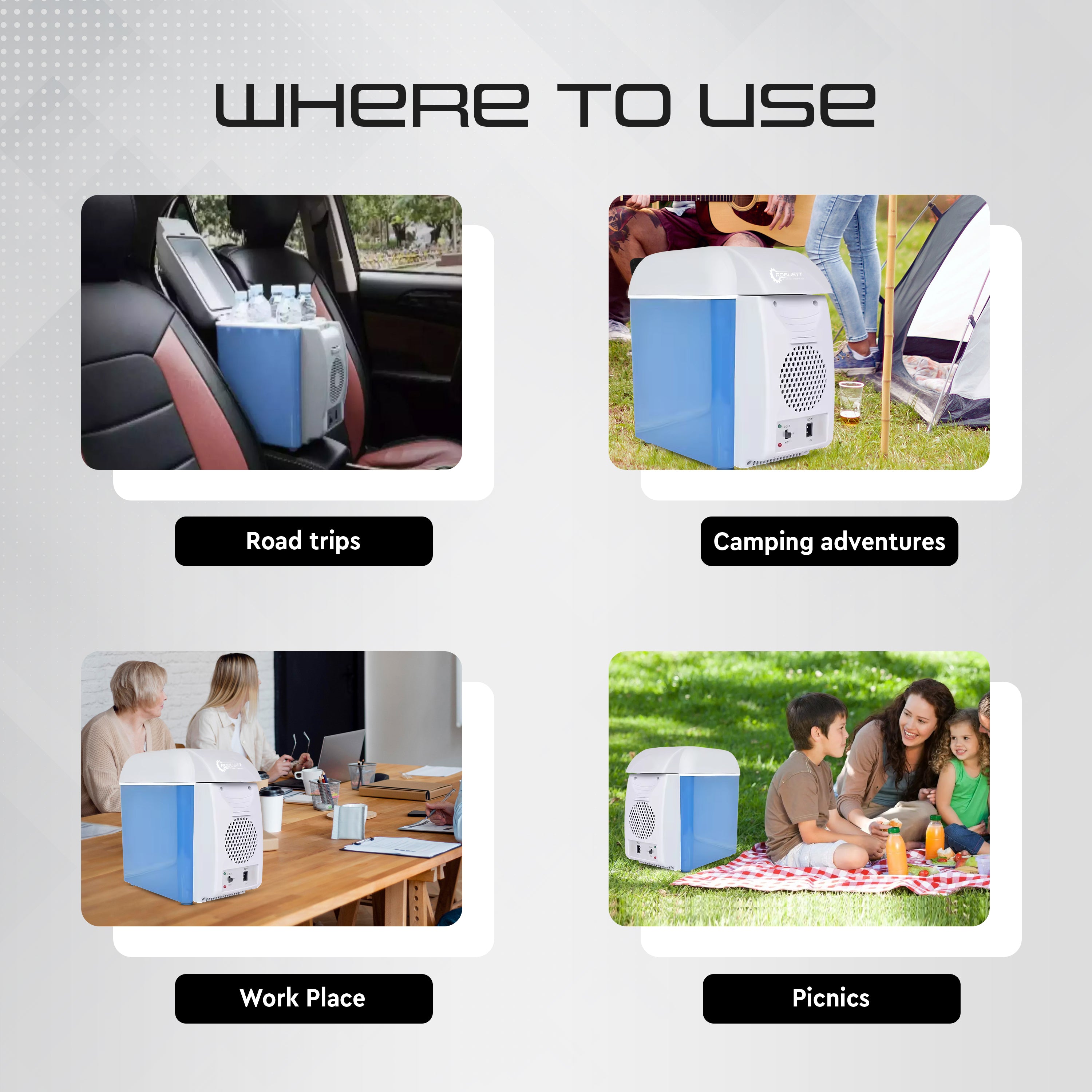 Robustt Car Fridge (Pack of 1) and Car Steering Tray (Pack of 1) Combo