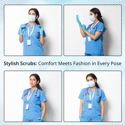 Robustt Classic Scrub Suit Sky Blue Set for Women